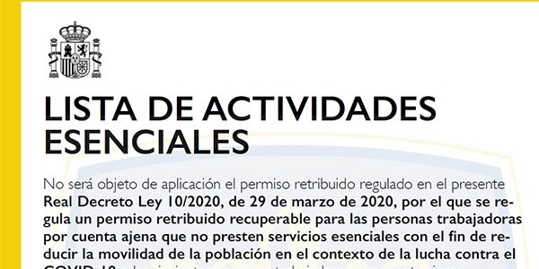 Llistat d'activitats essencials