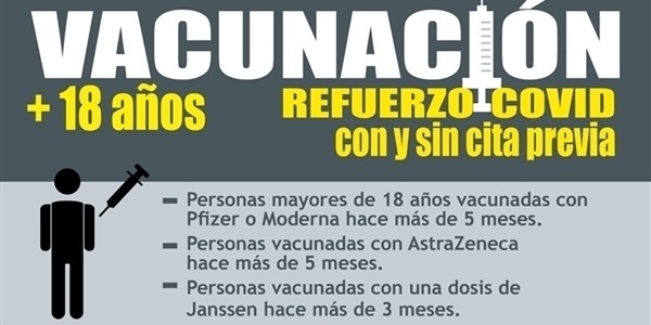 Vacunació reforç covid dies 22, 24 i 25 de febrer