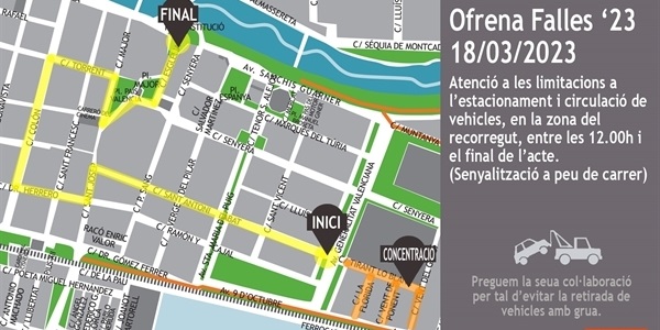 Recorregut de l'ofrena Falles 2023