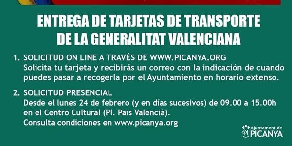 Entrega de les targetes gratuïtes de la Generalitat Valenciana per a transport 