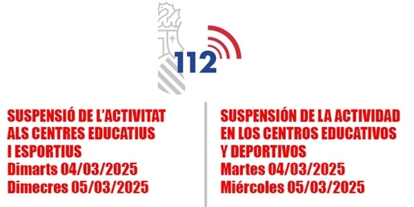 Suspensió de l'activitat als centres educatius i esportius