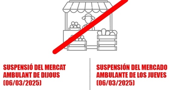 Suspensió del mercat ambulant de dijous